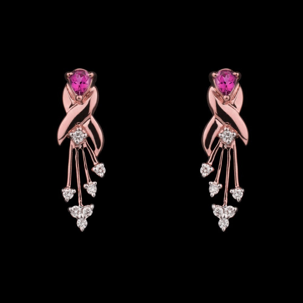 14K Rose Gold Diamond Jewellery - 0.1ct VVS-VS-GH with Colour Stones