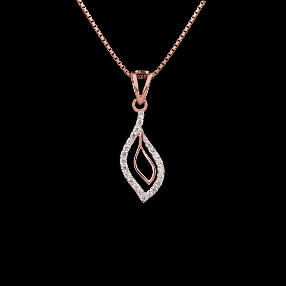 14K Rose Gold Diamond Pendant - 0.22ct VVS-VS-GH