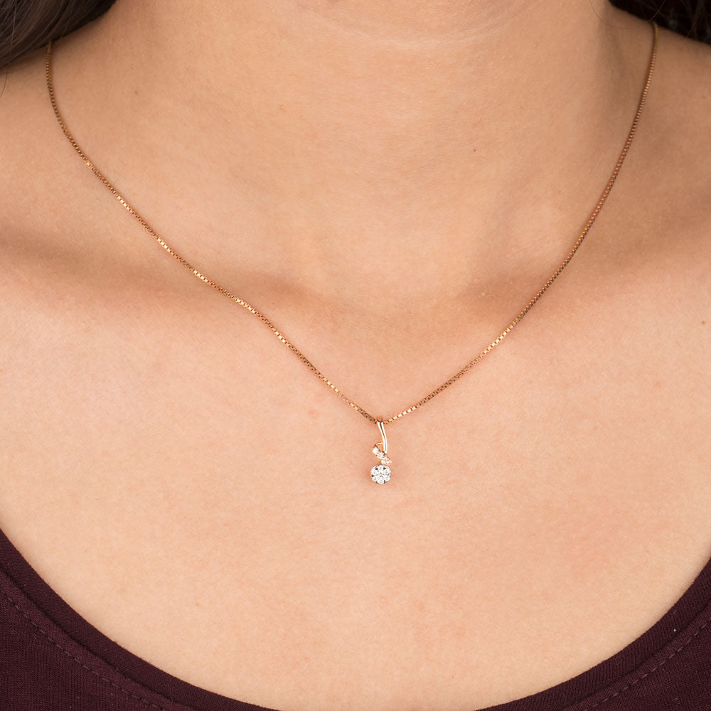 18K Rose Gold Diamond Pendant - 0.09ct VVS-VS-GH