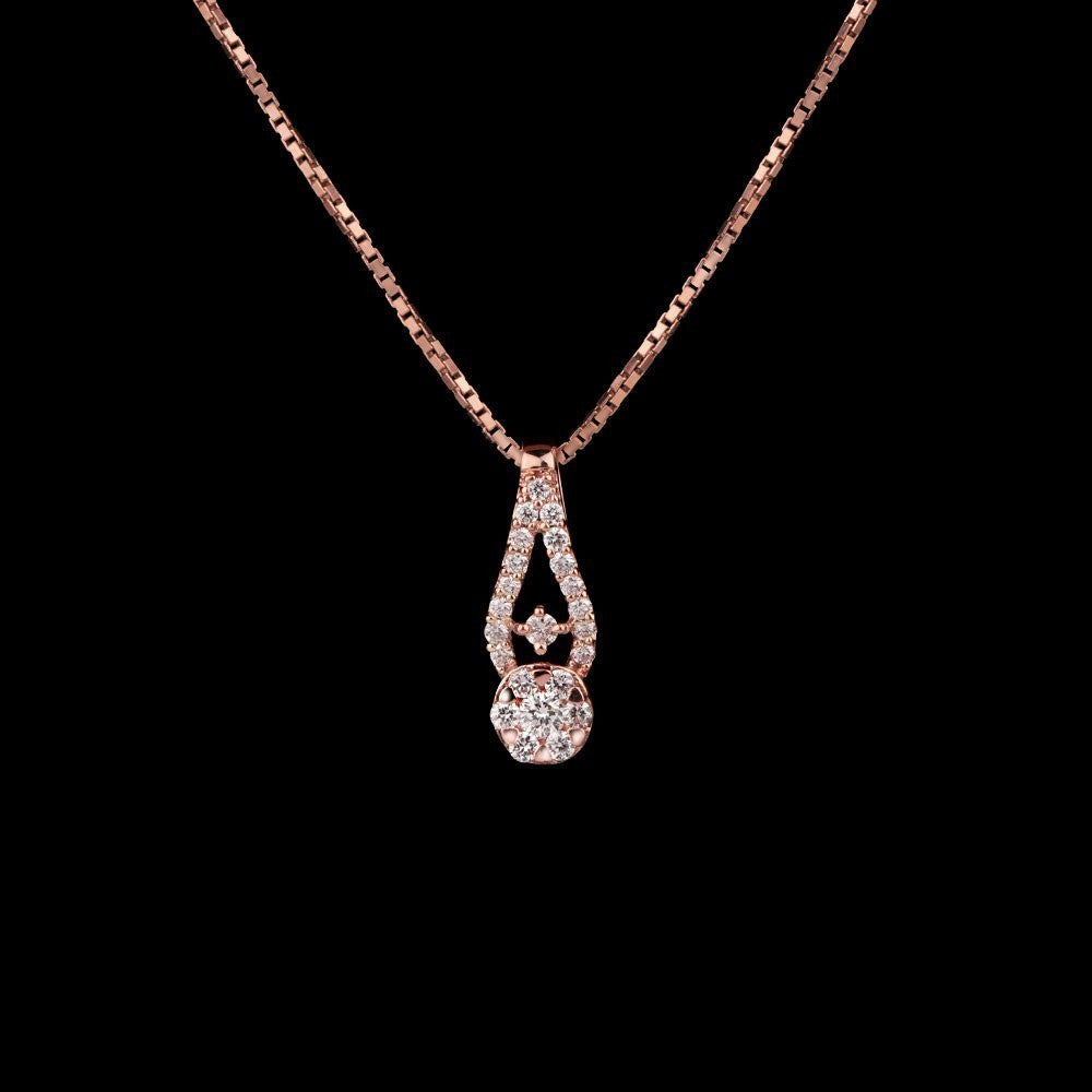 14K Rose Gold Diamond Pendant - 0.21ct VVS-VS-GH