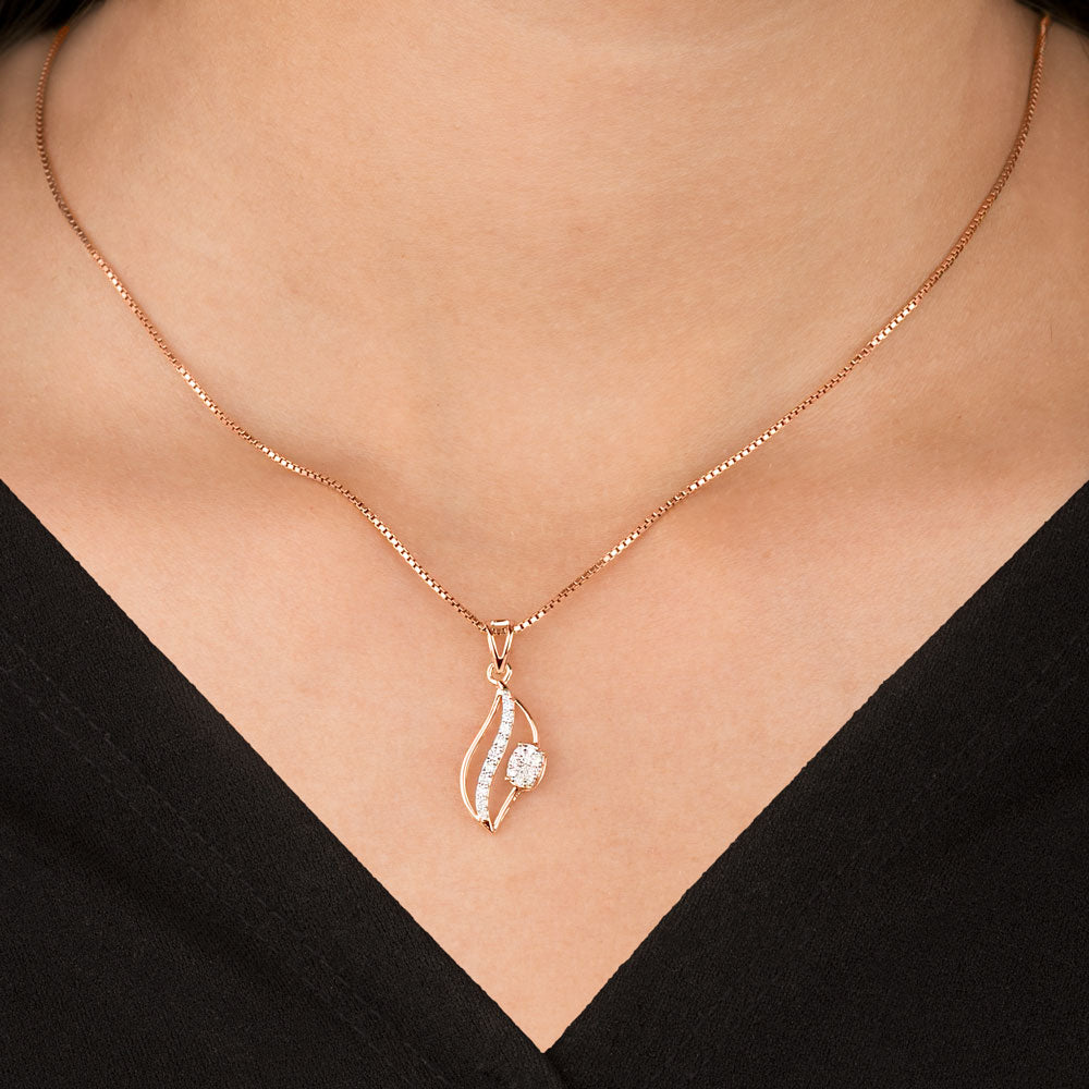 14K Rose Gold Diamond Pendant - 0.19ct VVS-VS-GH