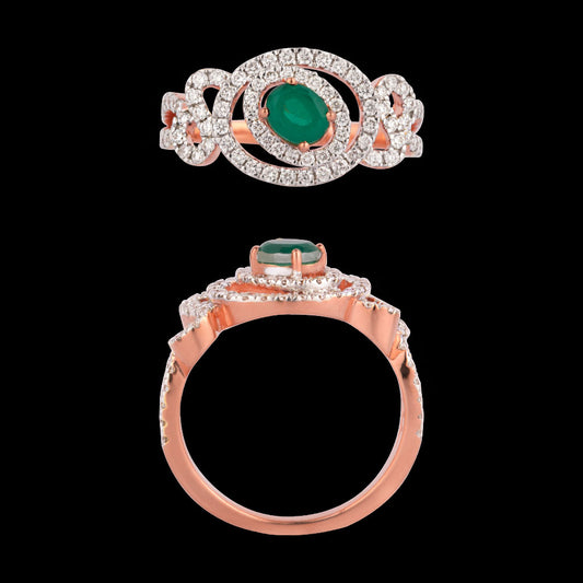 18K Rose Gold Diamond Ring - 0.529ct VVS-VS-GH with Colour Stones