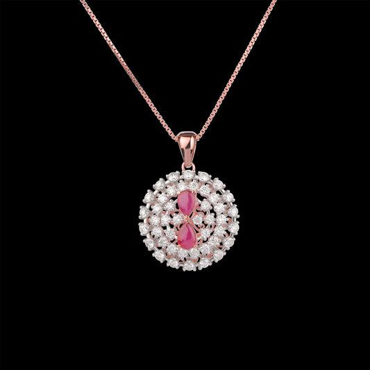 18K Rose Gold Diamond Pendant - 1.6ct VVS-VS-HI with Colour Stones