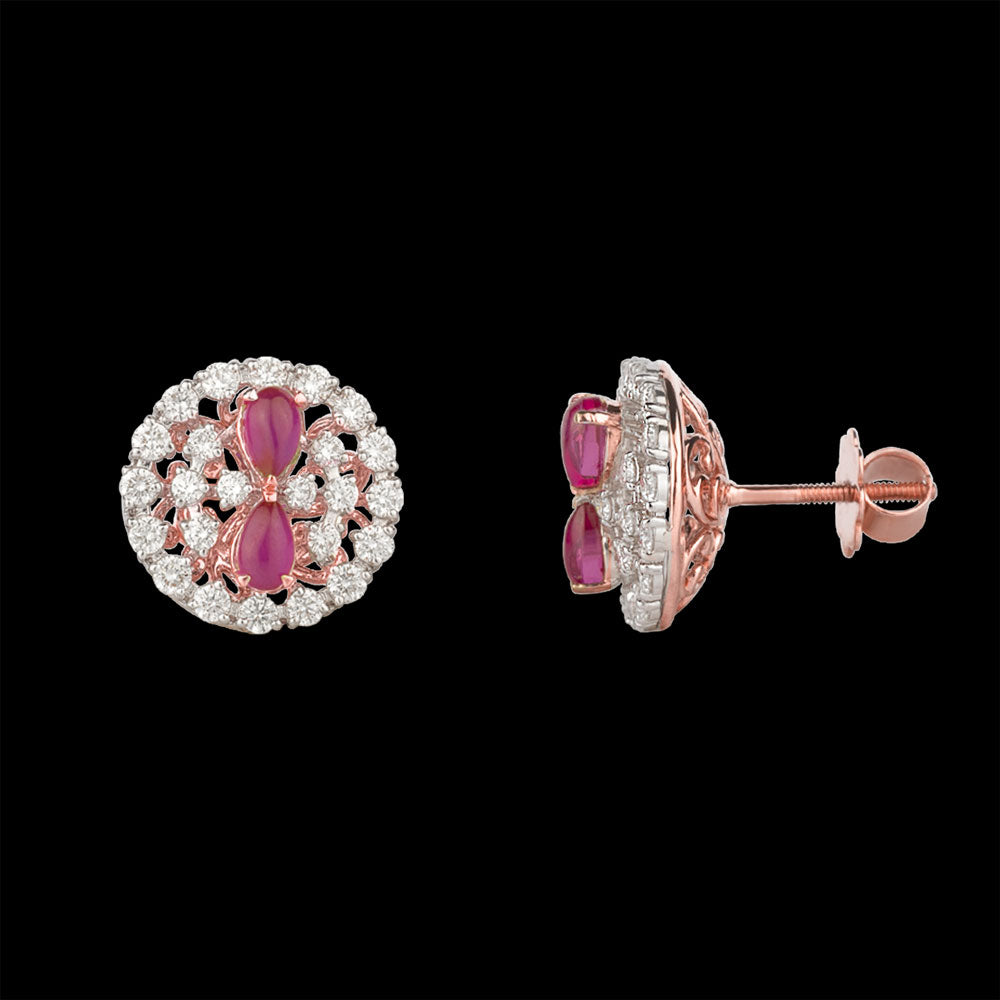 18K Rose Gold Diamond Jewellery - 1.29ct VVS-VS-HI with Colour Stones