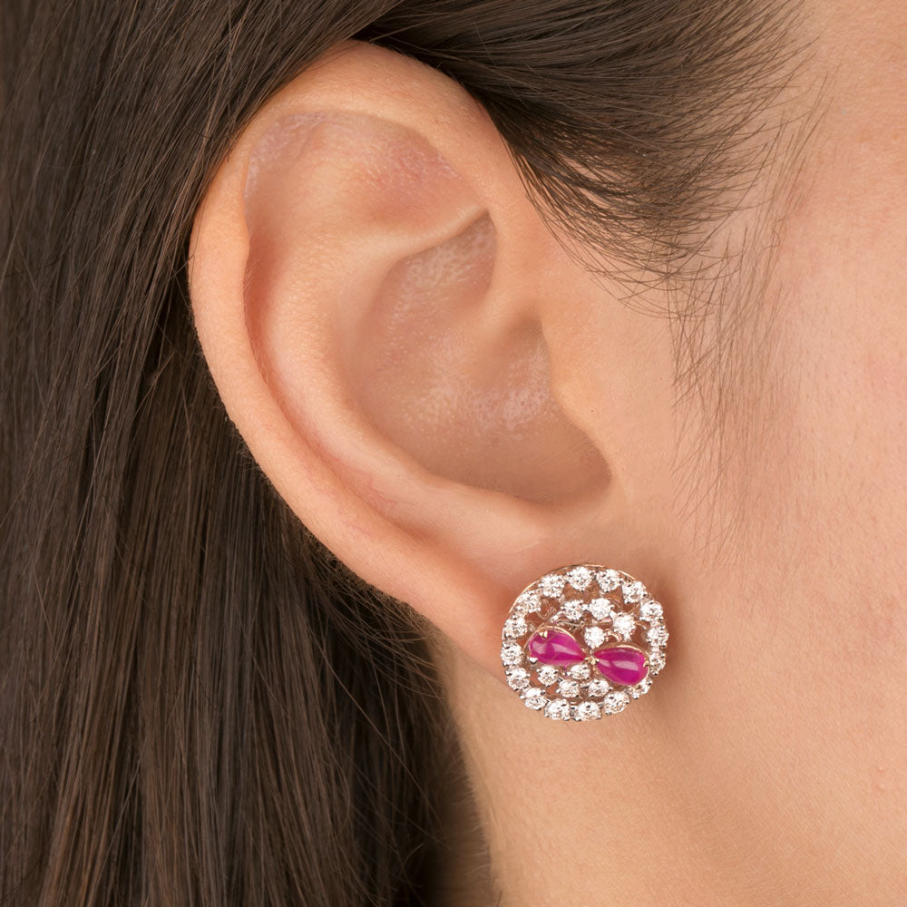 18K Rose Gold Diamond Jewellery - 1.29ct VVS-VS-HI with Colour Stones