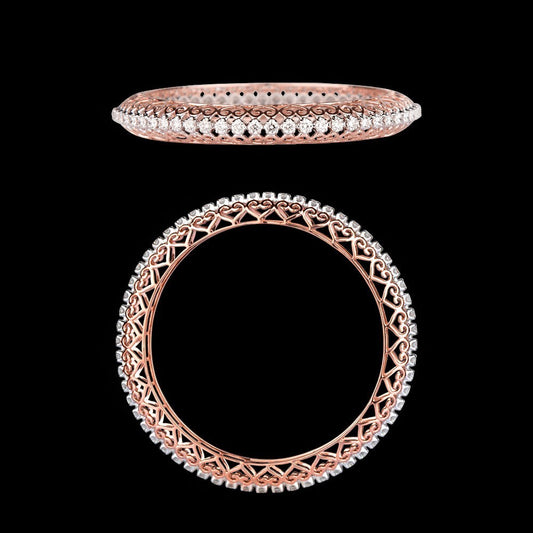 14K Rose Gold Diamond Bangle - 4.68ct VVS-VS-HI