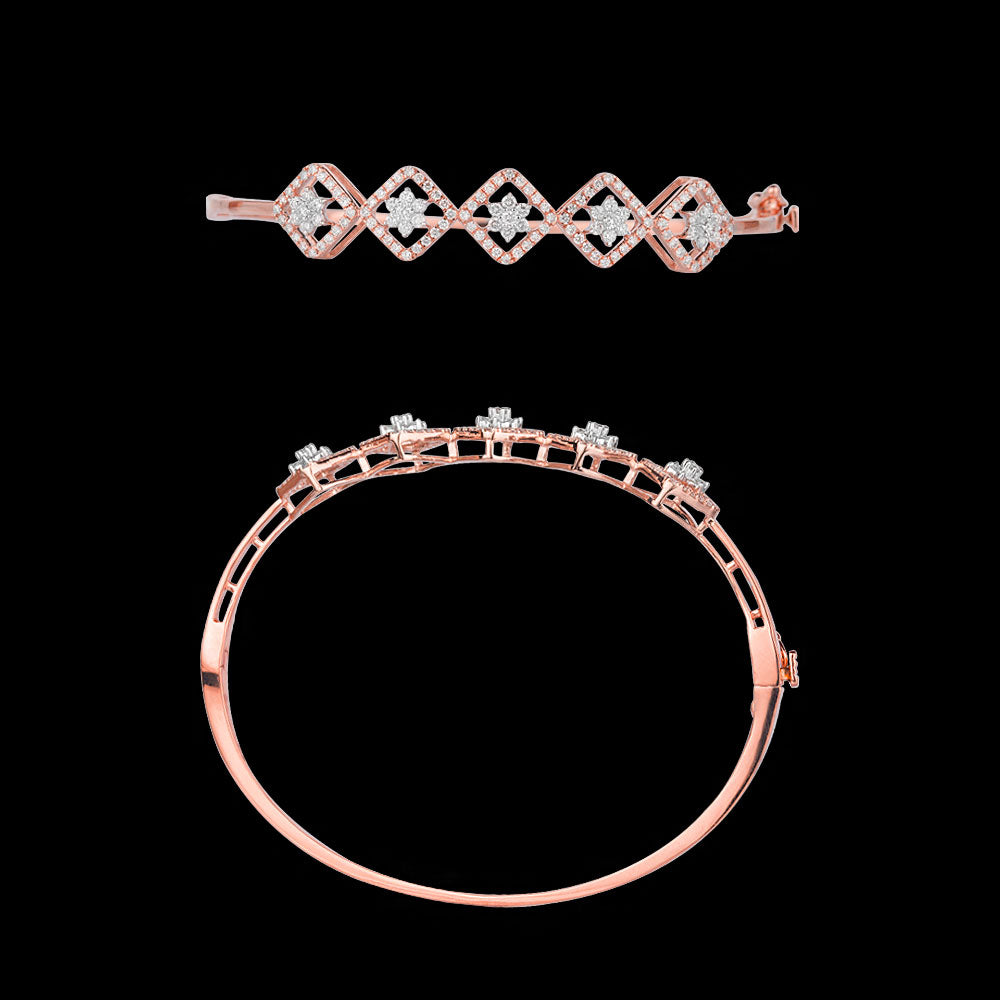 18K Rose Gold Diamond Kada - 1.02ct VVS-VS-HI