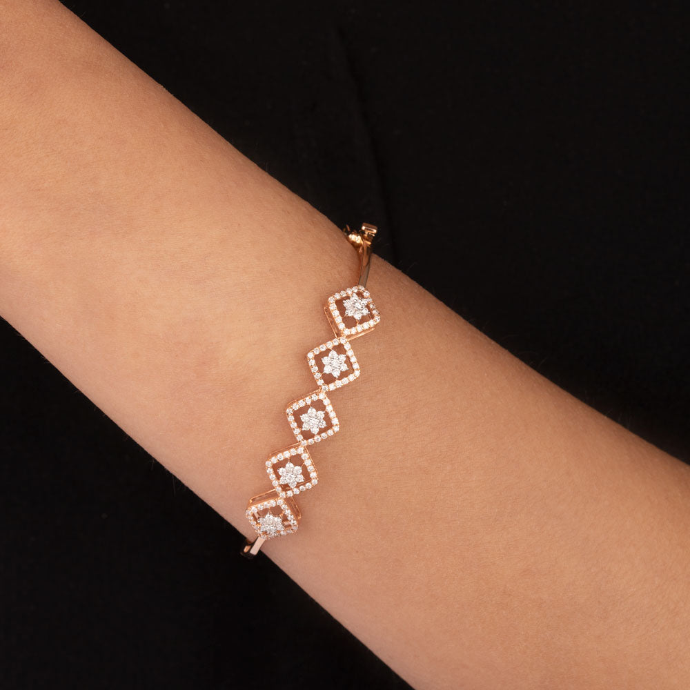 18K Rose Gold Diamond Kada - 1.02ct VVS-VS-HI