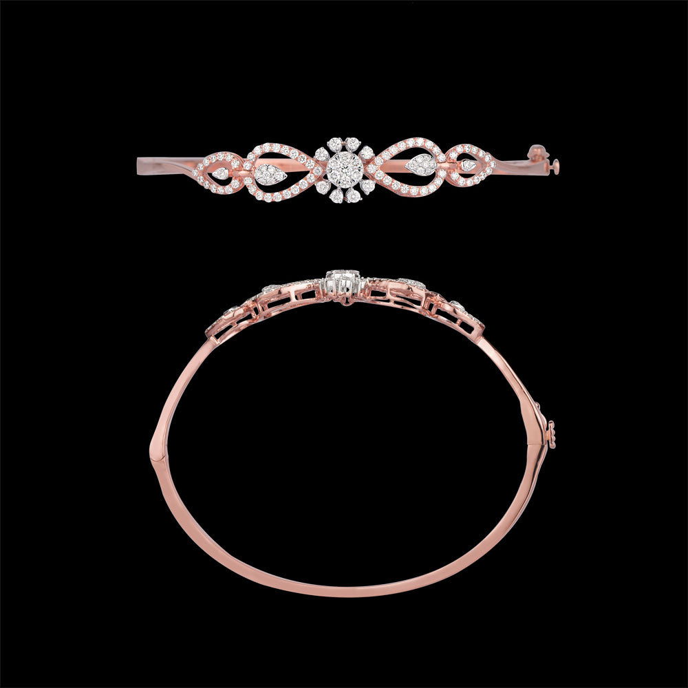 18K Rose Gold Diamond Kada - 1.02ct VVS-VS-GH