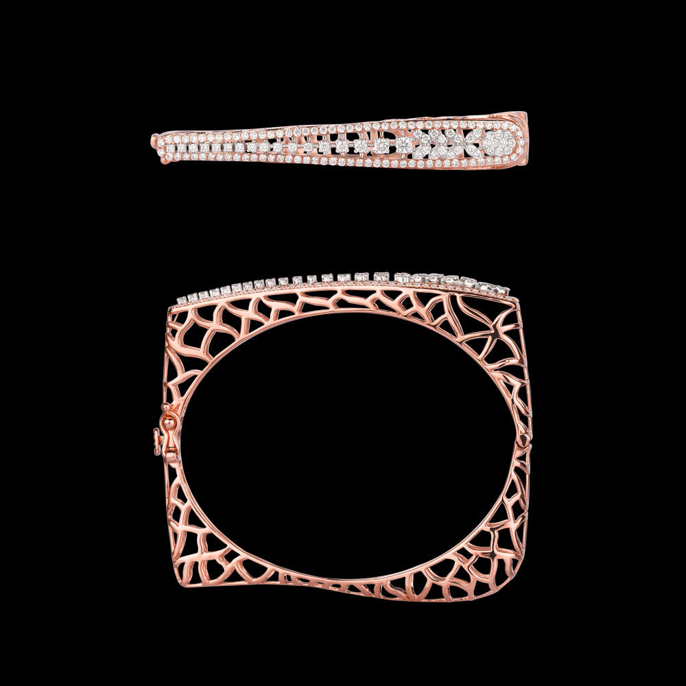 14K Rose Gold Diamond Kada - 1.46ct VVS-VS-GH