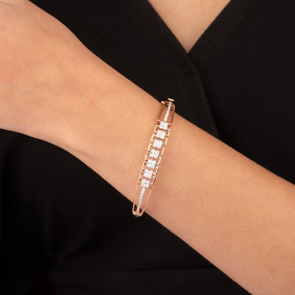 18K Rose Gold Diamond Kada - 1.38ct VVS-VS-GH