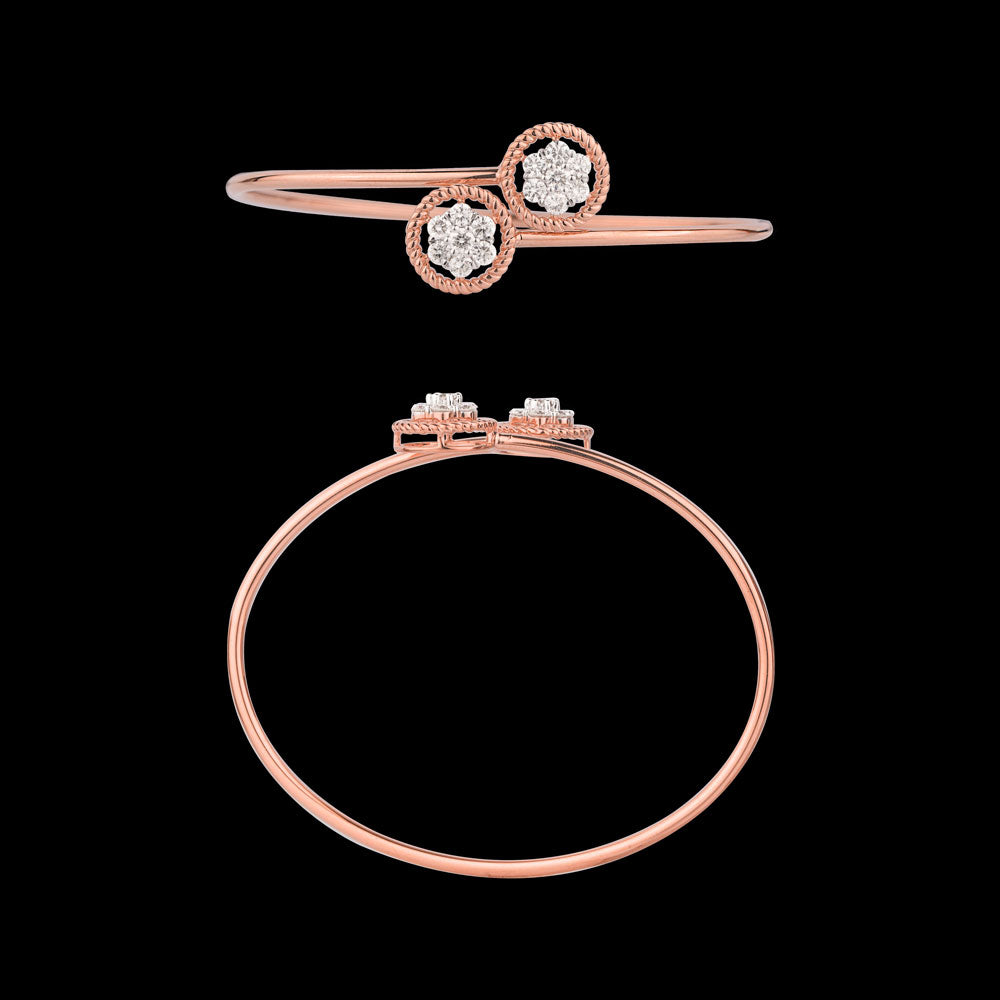 18K Rose Gold Diamond Kada - 0.84ct VVS-VS-HI