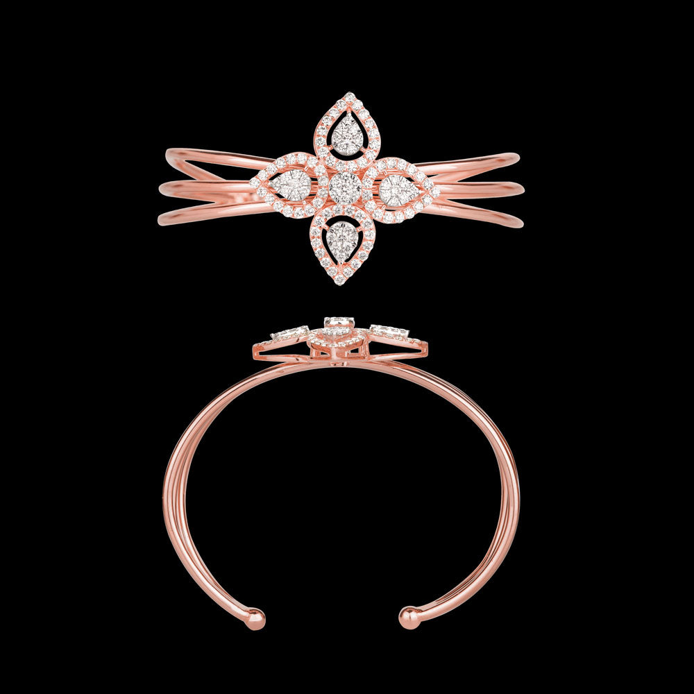 14K Rose Gold Diamond Kada - 1.93ct VVS-VS-GH
