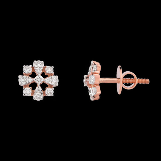 18K Rose Gold Diamond Earrings - 0.348ct VVS-VS-EF