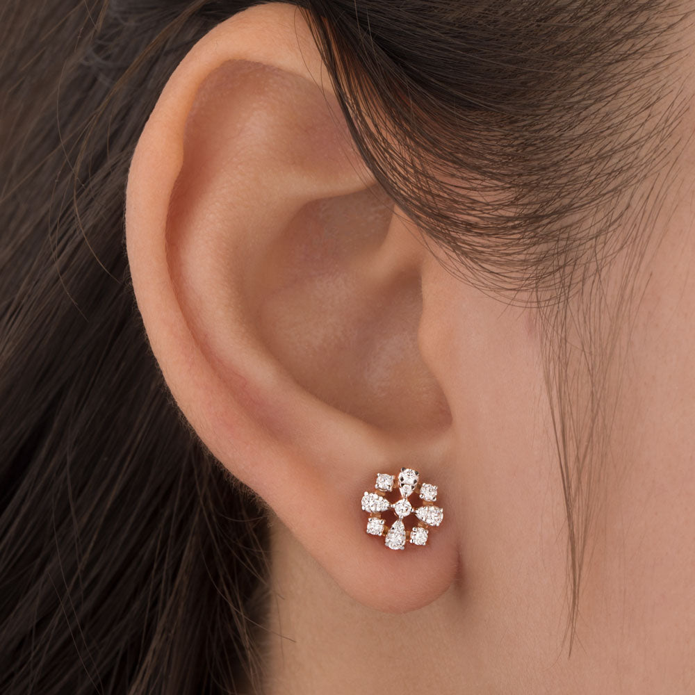18K Rose Gold Diamond Earrings - 0.348ct VVS-VS-EF