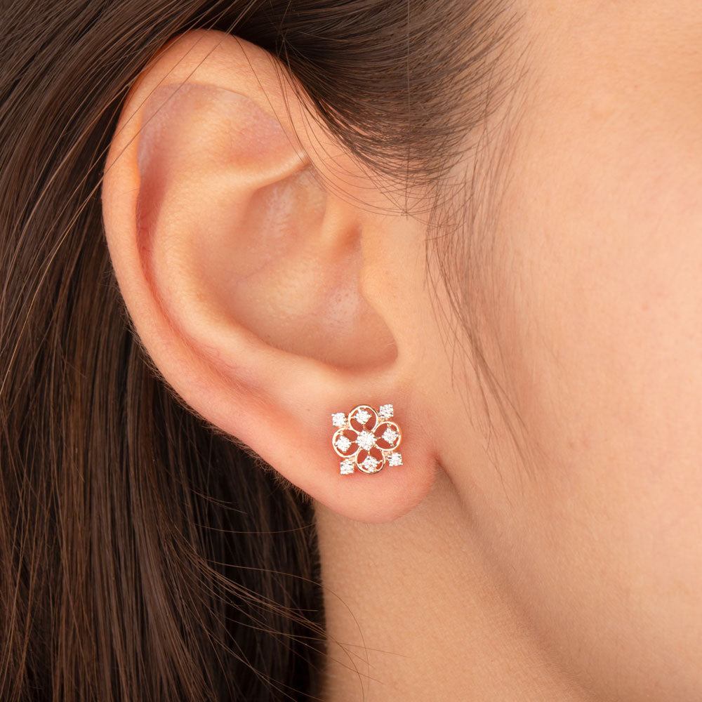 14K Rose Gold Diamond Earrings - 0.28ct VVS-VS-GH
