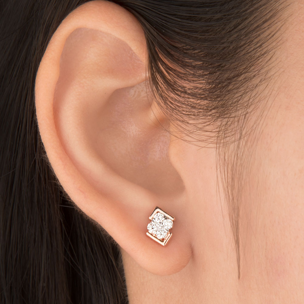 14K Rose Gold Diamond Earrings - 0.37ct VVS-VS-GH