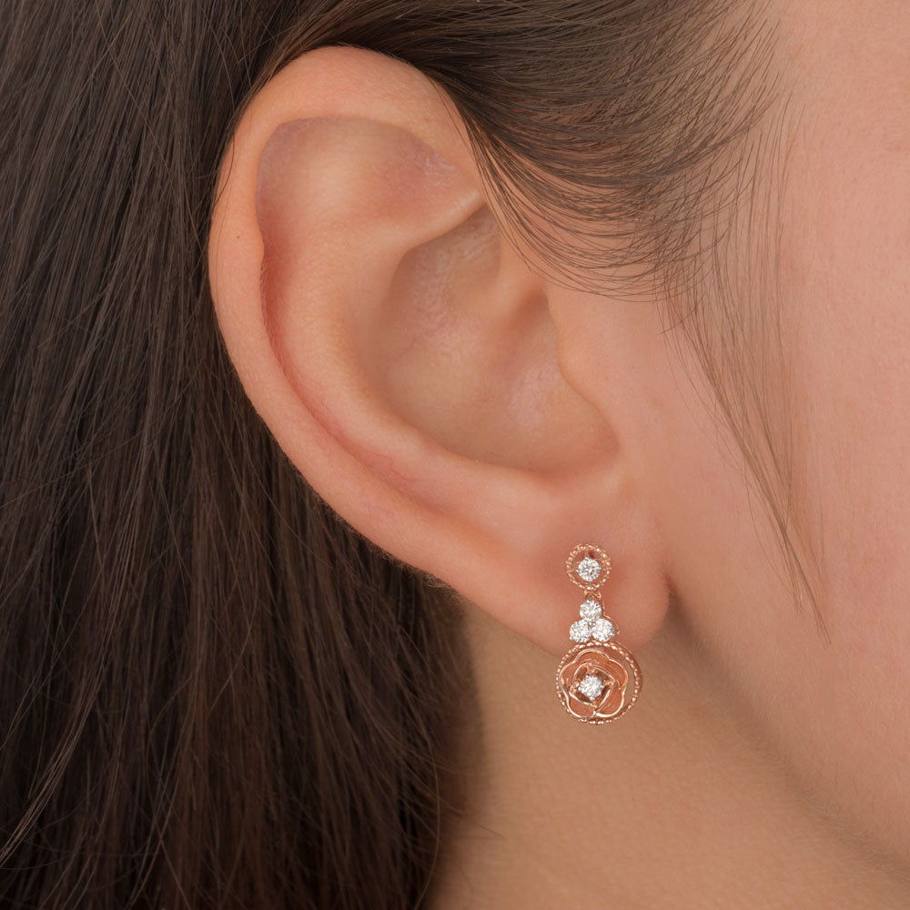 14K Rose Gold Diamond Earrings - 0.305ct VVS-VS-GH