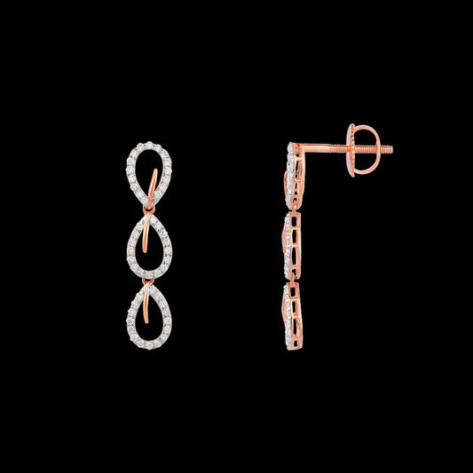 14K Rose Gold Diamond Earrings - 0.576ct VS-SI-FG