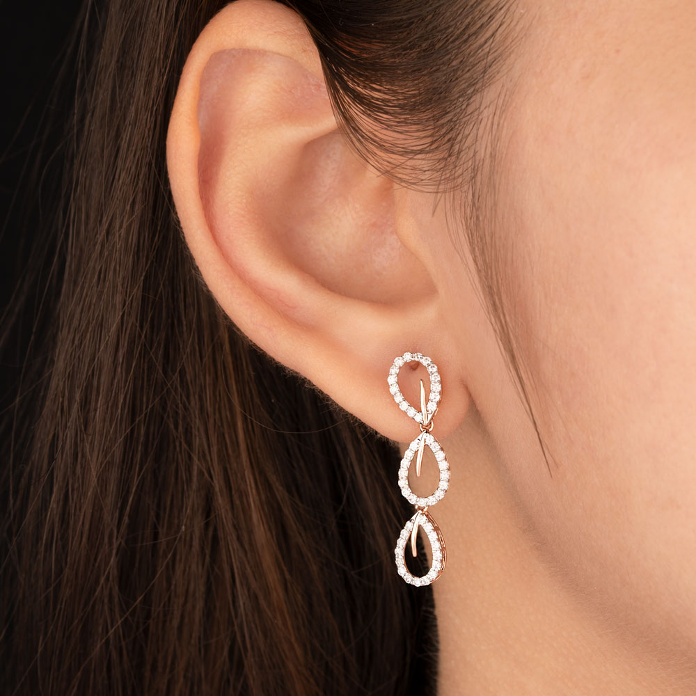 14K Rose Gold Diamond Earrings - 0.576ct VS-SI-FG
