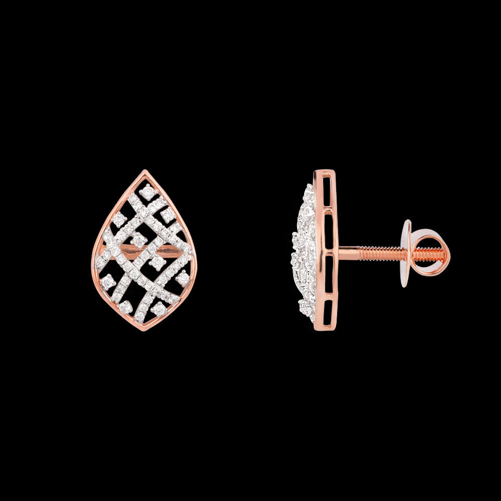 14K Rose Gold Diamond Earrings - 0.447ct VS-SI-FG