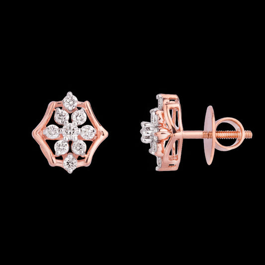 18K Rose Gold Diamond Earrings - 0.394ct VVS-VS-HI