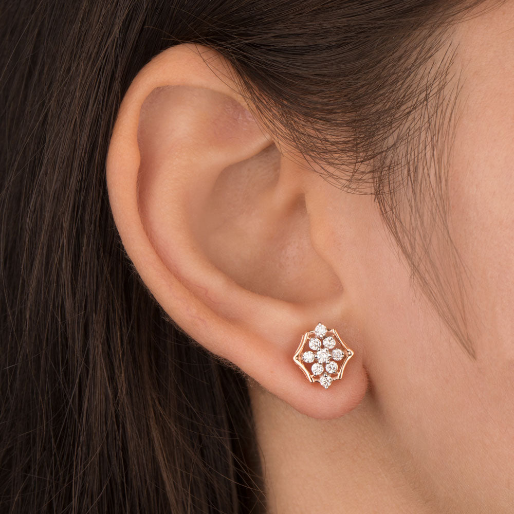 18K Rose Gold Diamond Earrings - 0.394ct VVS-VS-HI