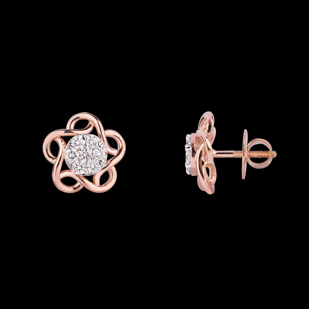18K Rose Gold Diamond Earrings - 0.628ct VS-GH