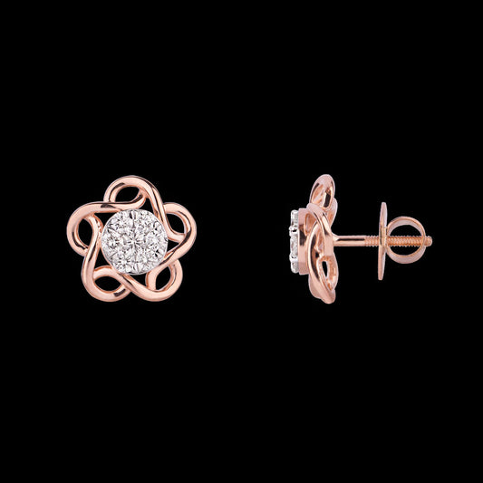 18K Rose Gold Diamond Earrings - 0.628ct VS-GH