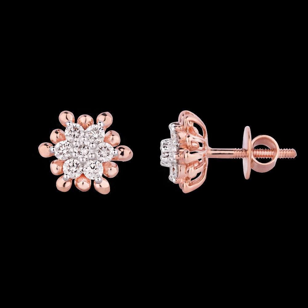 14K Rose Gold Diamond Earrings - 0.487ct VVS-VS-HI