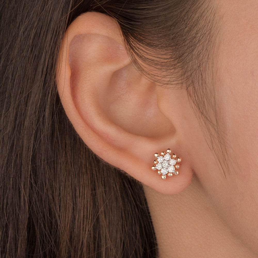 14K Rose Gold Diamond Earrings - 0.487ct VVS-VS-HI