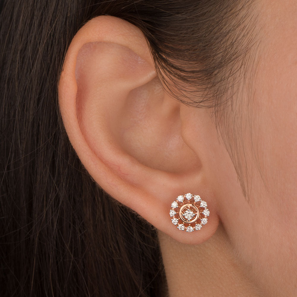18K Rose Gold Diamond Earrings - 0.405ct VVS-VS-HI