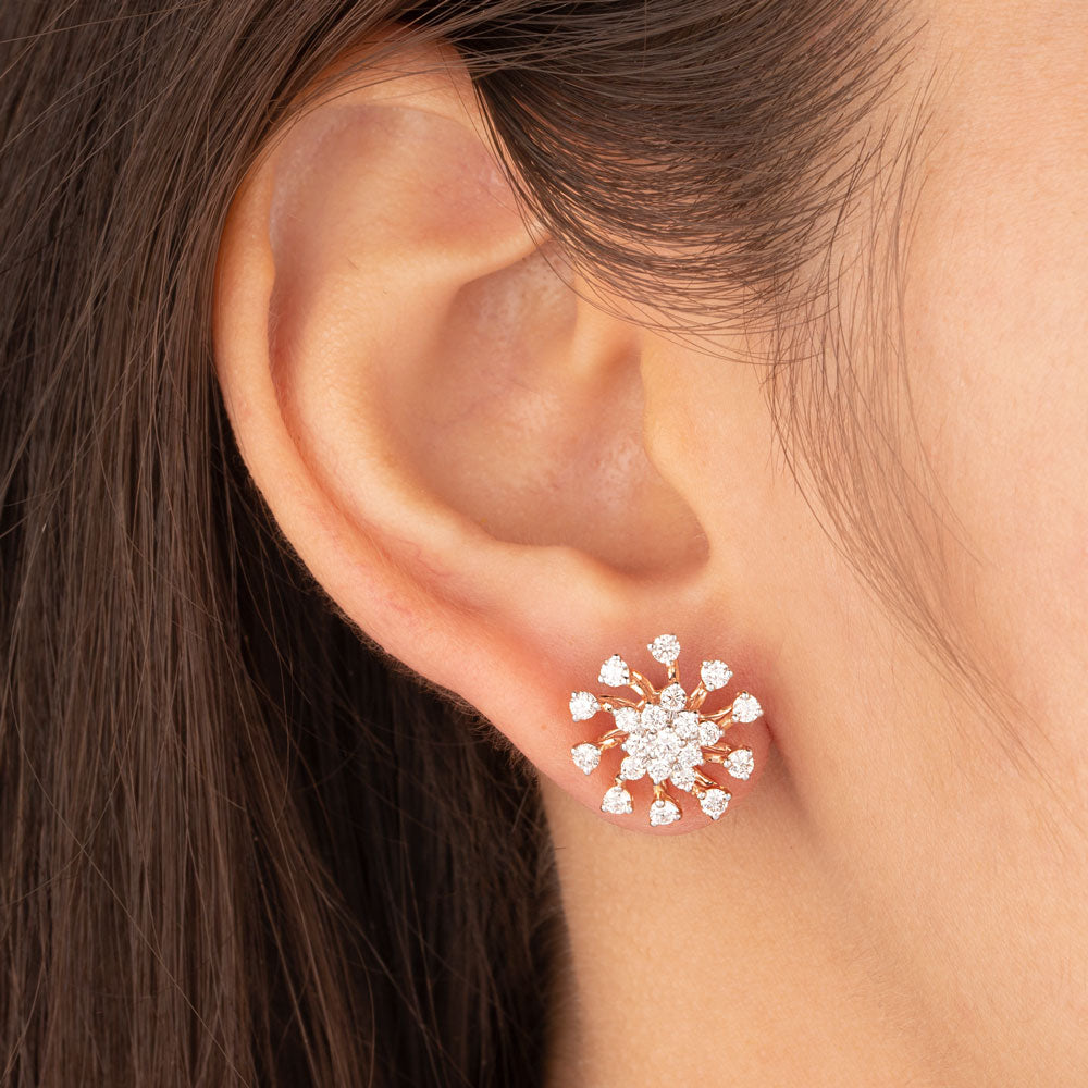 18K Rose Gold Diamond Earrings - 1.069ct SI-GH
