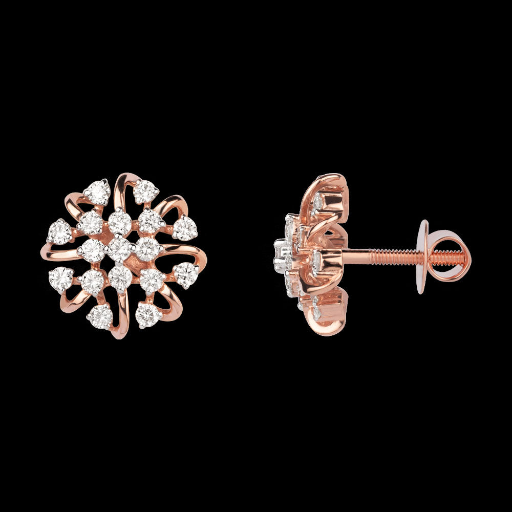 18K Rose Gold Diamond Earrings - 0.908ct VVS-VS-IJ