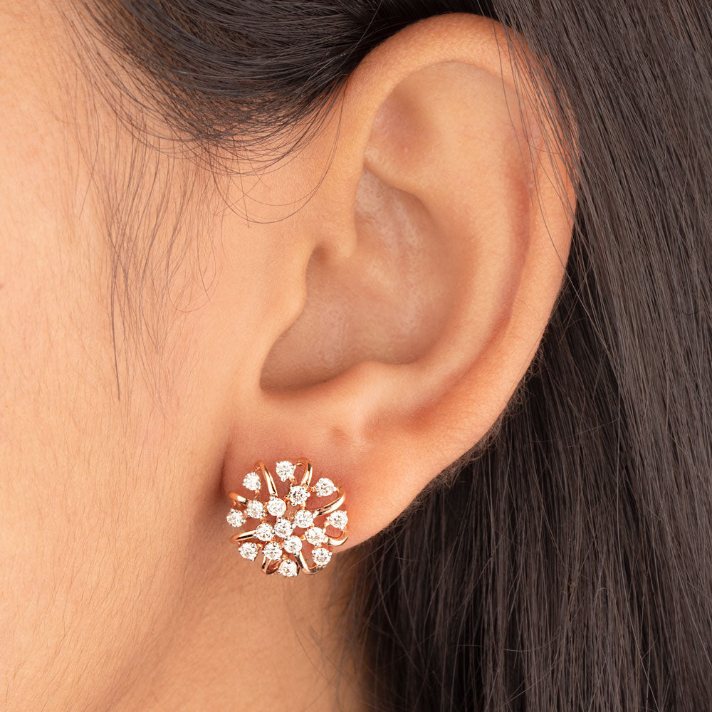18K Rose Gold Diamond Earrings - 0.908ct VVS-VS-IJ