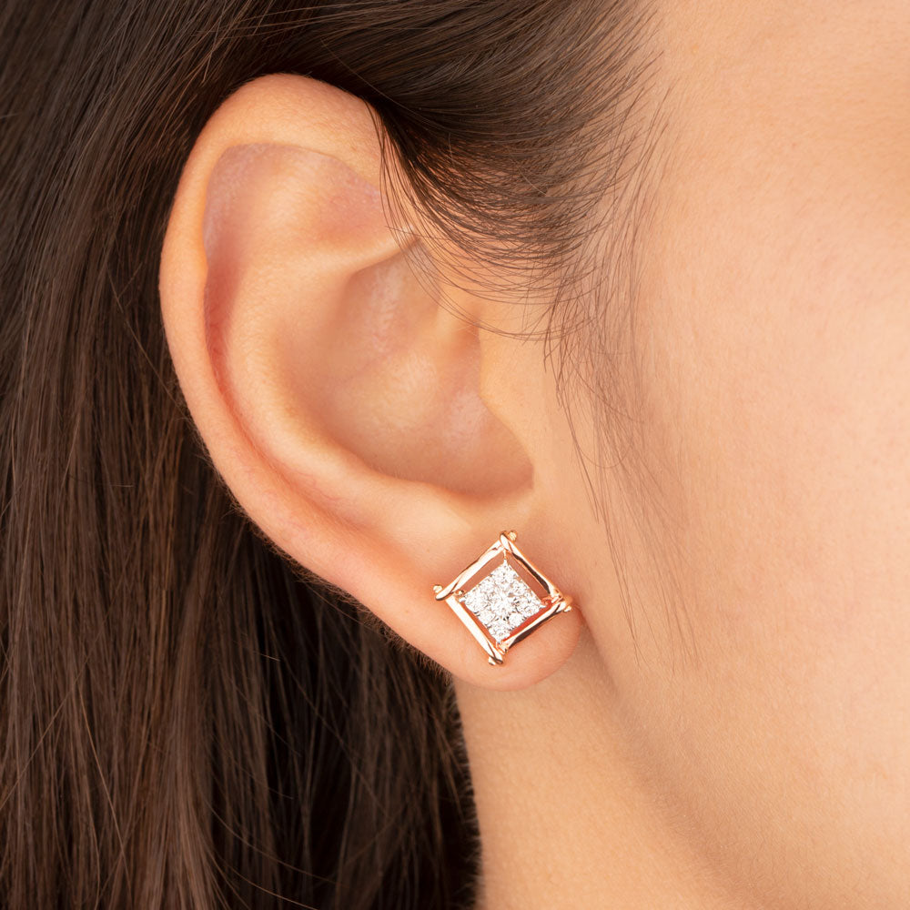 18K Rose Gold Diamond Earrings - 0.45ct VVS-VS-GH
