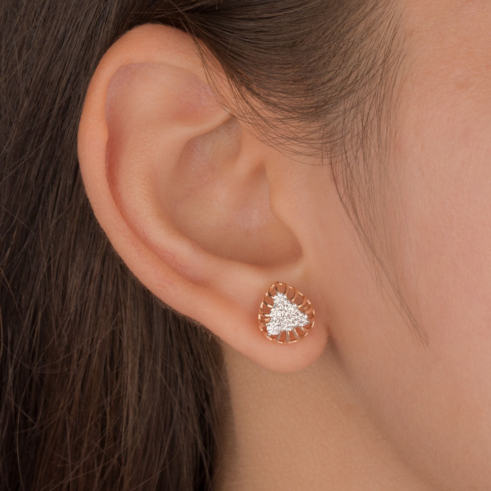 18K Rose Gold Diamond Earrings - 0.524ct VS-GH