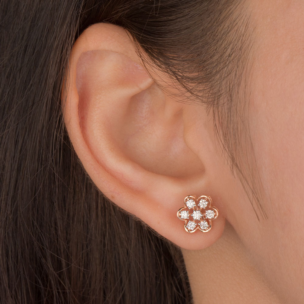 18K Rose Gold Diamond Earrings - 0.483ct VVS-VS-HI