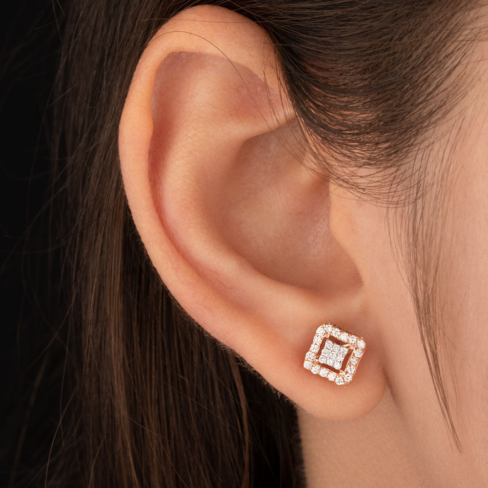 18K Rose Gold Diamond Earrings - 0.323ct VS-SI-FG