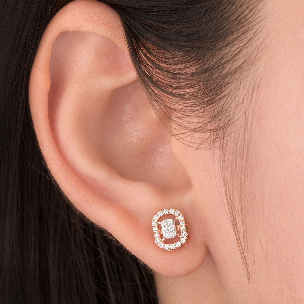 18K Rose Gold Diamond Earrings - 0.299ct VS-SI-FG