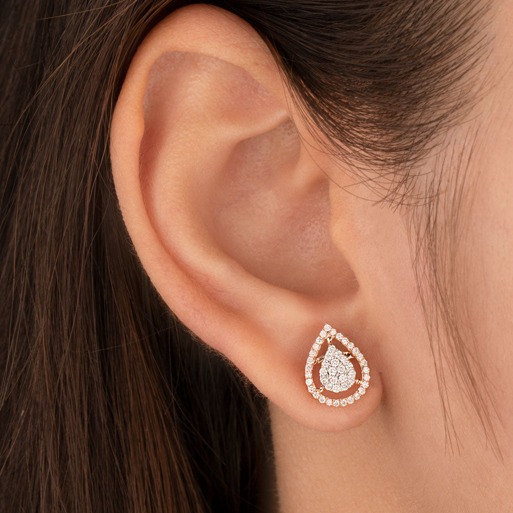 18K Rose Gold Diamond Earrings - 0.66ct VVS-VS-EF