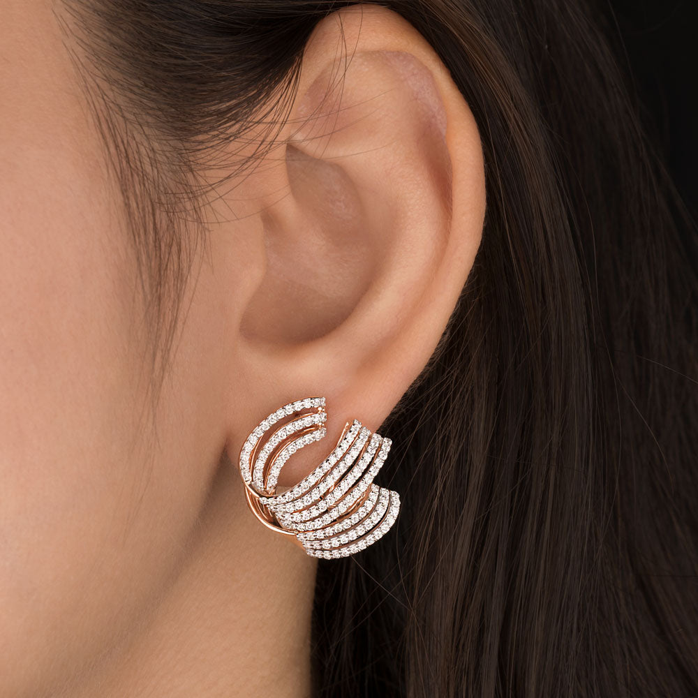 18K Rose Gold Diamond Earrings - 1.59ct VS-SI-FG