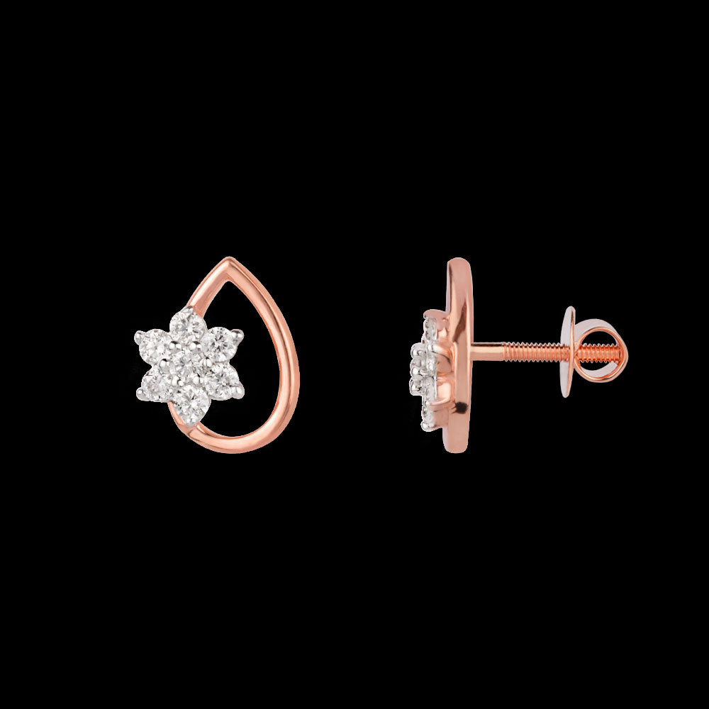 18K Rose Gold Diamond Earrings - 0.102ct VS-SI-FG