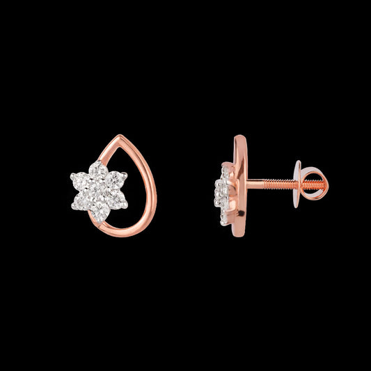 18K Rose Gold Diamond Earrings - 0.102ct VS-SI-FG