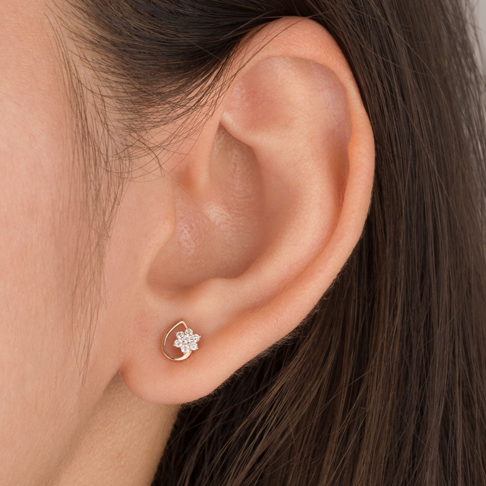 18K Rose Gold Diamond Earrings - 0.102ct VS-SI-FG