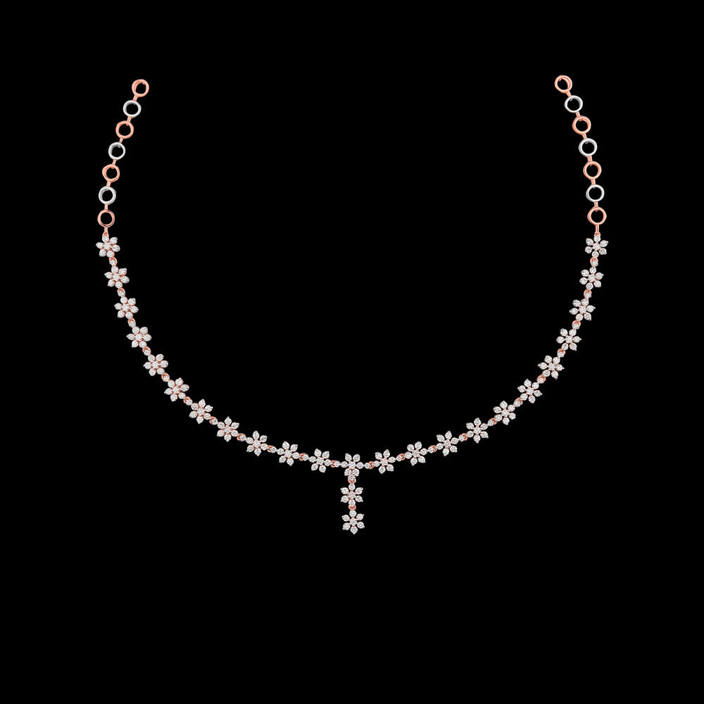 18K Rose Gold Diamond Necklace - 3.93ct VVS-VS-HI