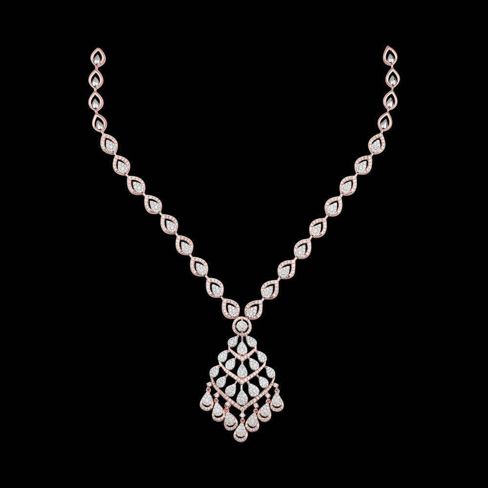 14K Rose Gold Diamond Necklace - 5.14ct VVS-VS-HI