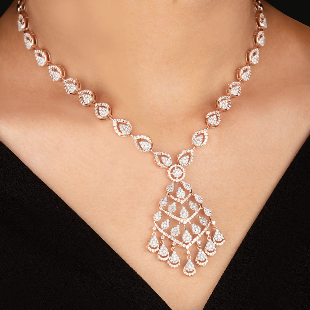 14K Rose Gold Diamond Necklace - 5.14ct VVS-VS-HI