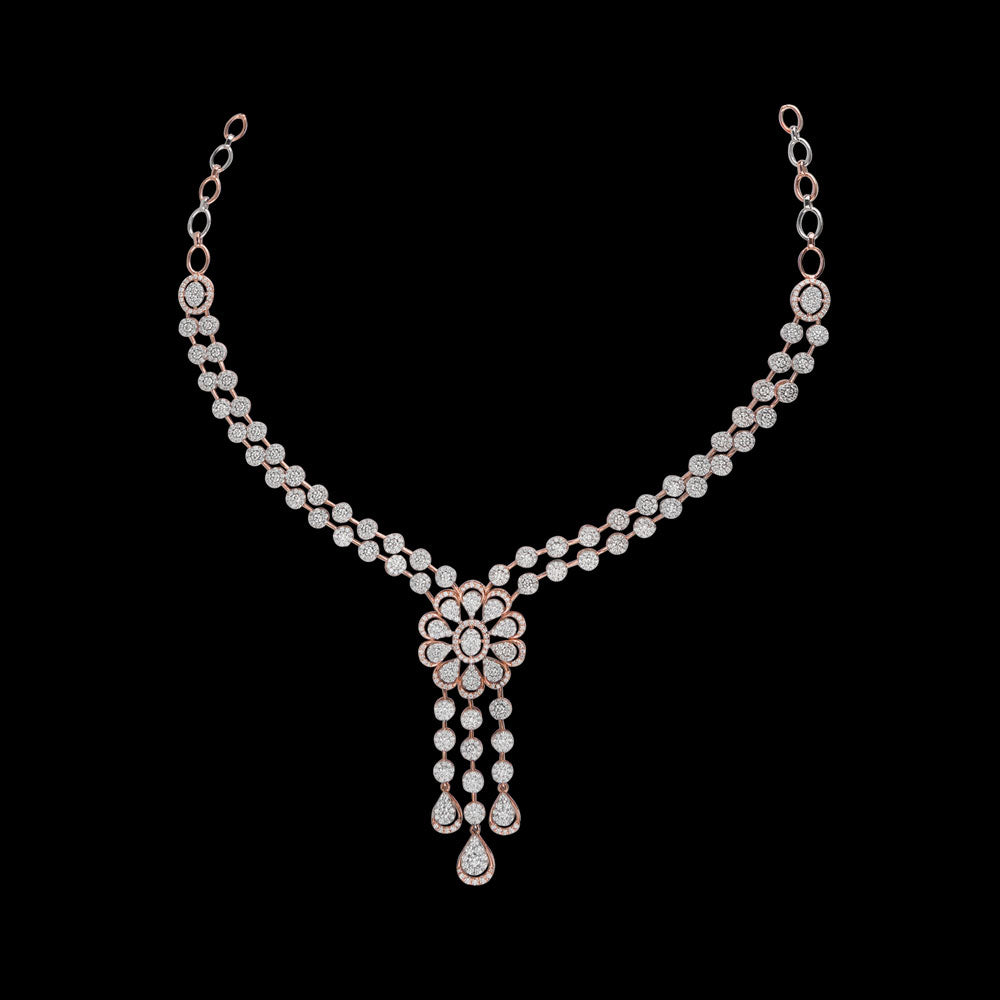 14K Rose Gold Diamond Necklace - 6.88ct VVS-VS-GH