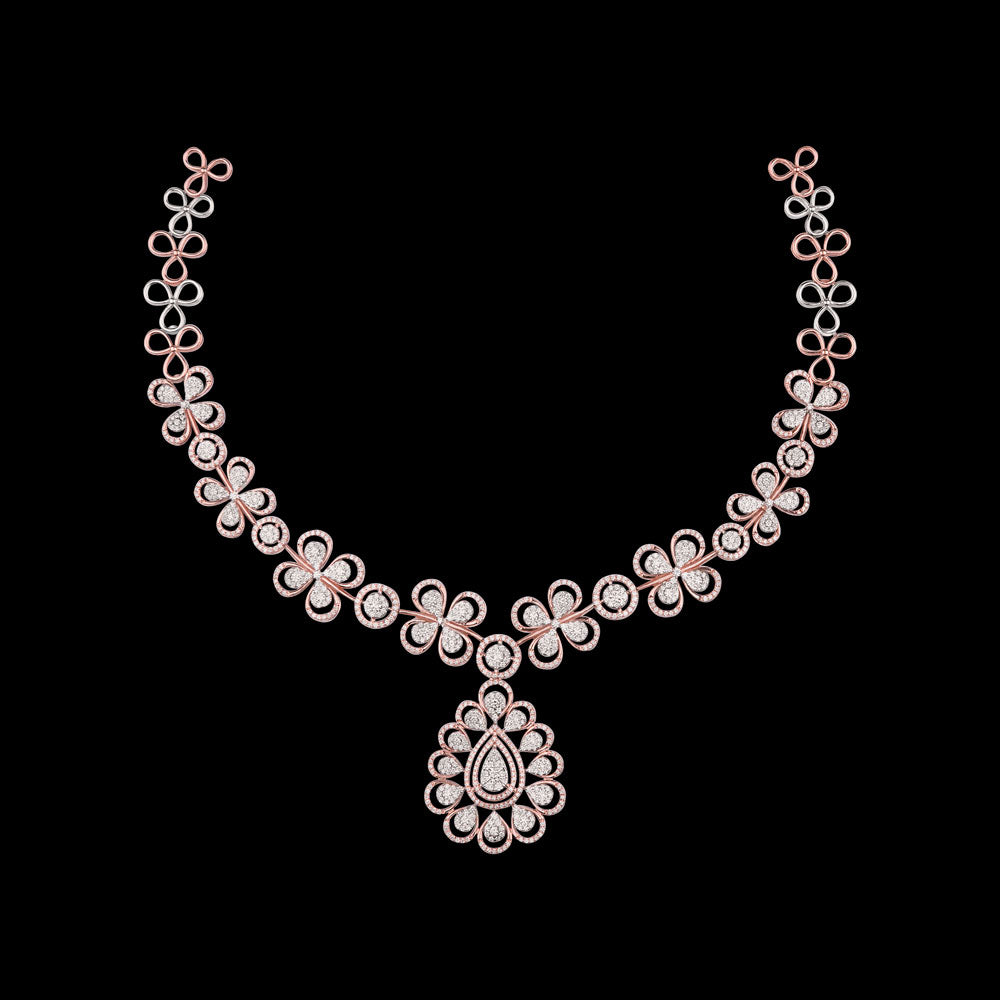 14K Rose Gold Diamond Necklace - 4.96ct VVS-VS-GH
